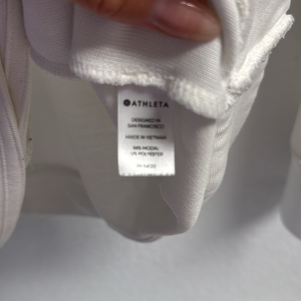 Athleta Modal White Asymmetrical Ribbed Long Sleeve light sweater sweatshirt M - Picture 6 of 7